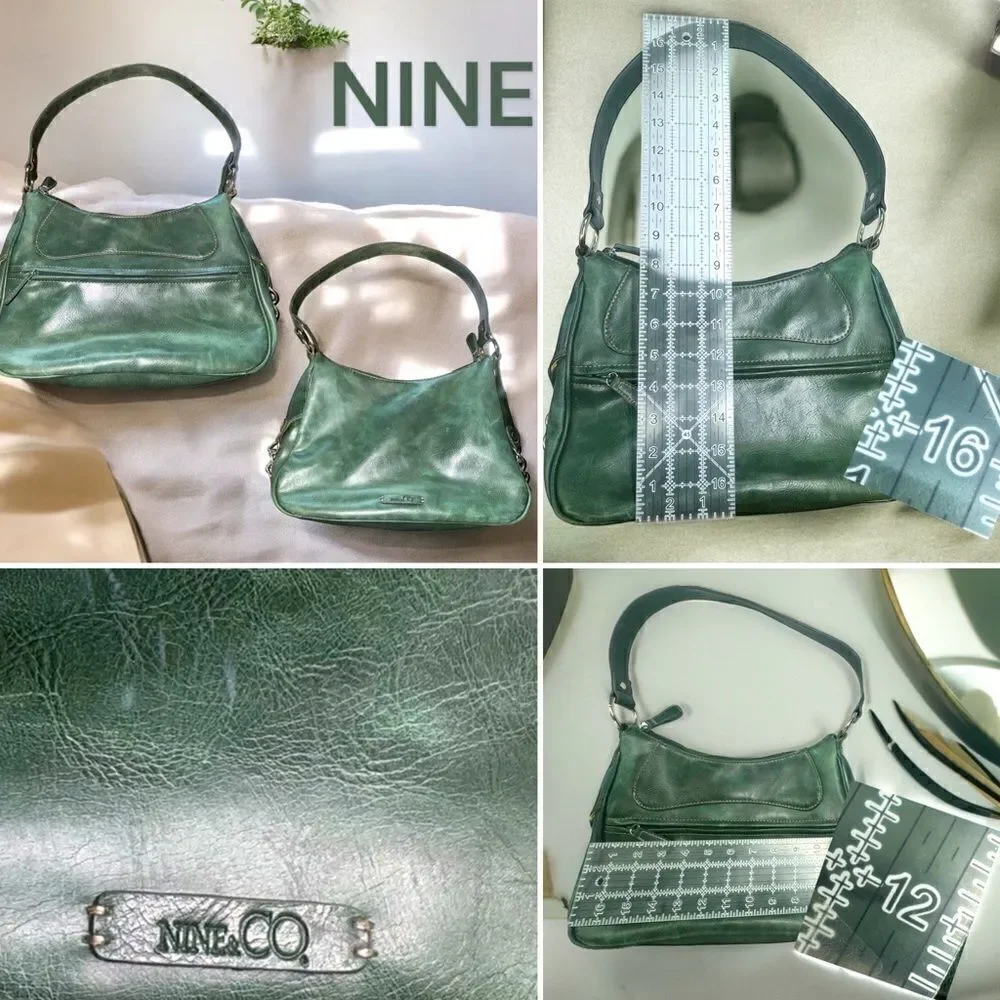 Nine & Co. Bags l Olive Green Purse, Satchel l Medium l Chain Accent l VGUC